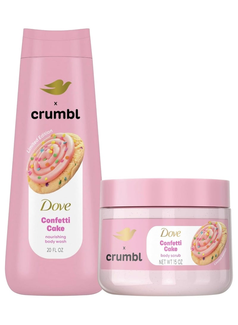 Dove Moisturizing Body Wash & Scrub | Confetti Cake Scent | 20oz Wash + 15oz Scrub | Limited Edition - Image 1